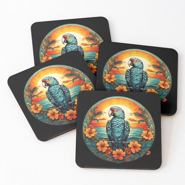 Item preview, Loro colorido en una playa hawaiana con orquídeas designed and sold by NautiChic.