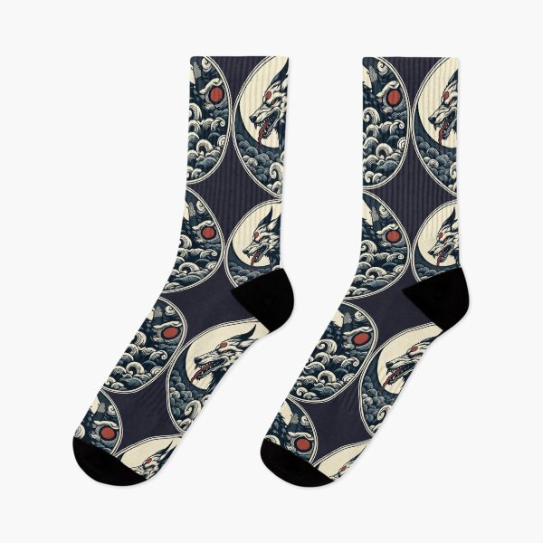 Item preview, Blue wolf in clouds japanese art designed and sold by AnnArtshock.
