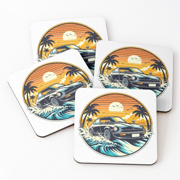 Item preview, A round logo of a Nissan 280z datsun Driving in The Beach designed and sold by starter45.