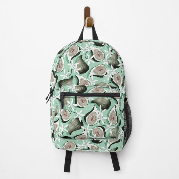Item preview, Flowers and fruits of figs, green on a turquoise-green background designed and sold by Alex Blud.