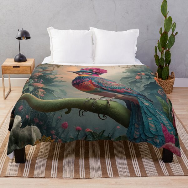 Item preview, Enchanted Aviary: A Symphony of Colors with a Majestic Bird Amongst Lush Florals designed and sold by PillowTalkyZone.