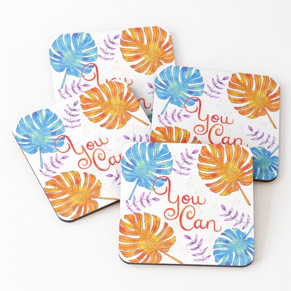 Item preview,  Monstera leaf water colour style with short Quote “You can” designed and sold by BeUniqueByRomy.