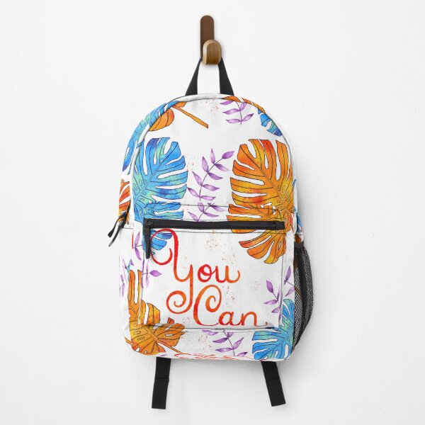 Item preview, Monstera leaf water colour style with short Quote “You can” designed and sold by BeUniqueByRomy.