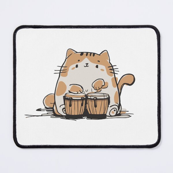 Item preview, Kawaii cat playing on bongos designed and sold by DREAMINGROOSTER.