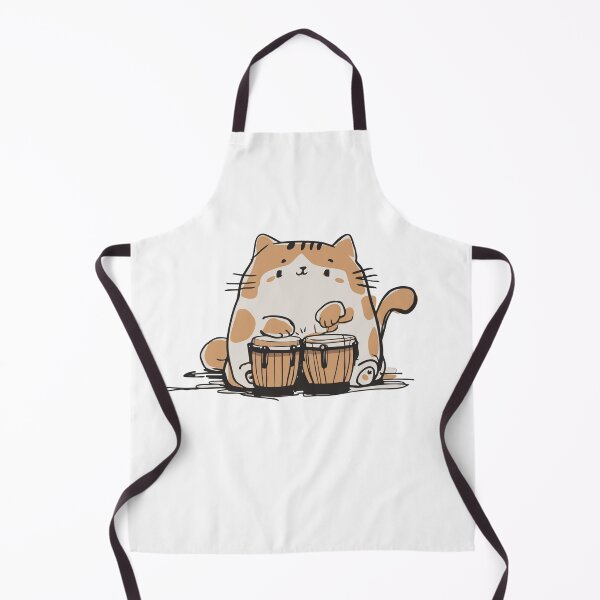 Item preview, Kawaii cat playing on bongos designed and sold by DREAMINGROOSTER.