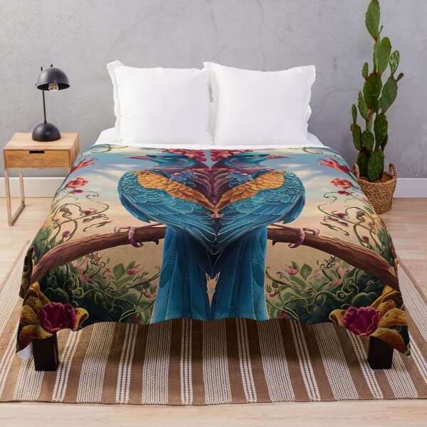 Item preview, Enchanted Aviary: A Symphony of Colors with a Majestic Bird Amongst Lush Florals designed and sold by PillowTalkyZone.