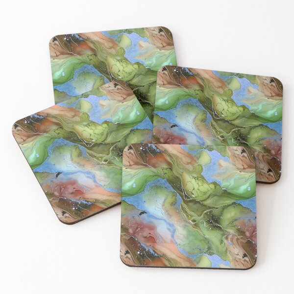 Item preview, Ethereal Dance of green and Colors  in marble style abstract designed and sold by creativekrish.