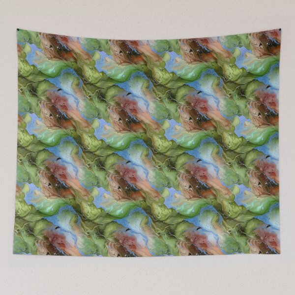 Item preview, Ethereal Dance of green and Colors  in marble style abstract designed and sold by creativekrish.