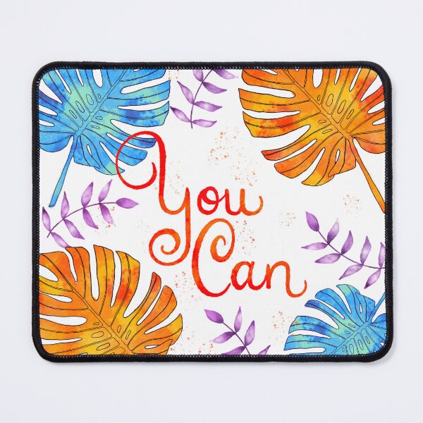 Item preview, Monstera leaf water colour style with short Quote “You can” designed and sold by BeUniqueByRomy.