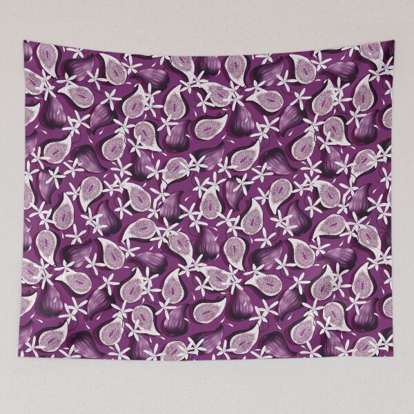 Item preview, Flowers and fruits of figs, purple on a bright lilac background designed and sold by Alex  Blud.