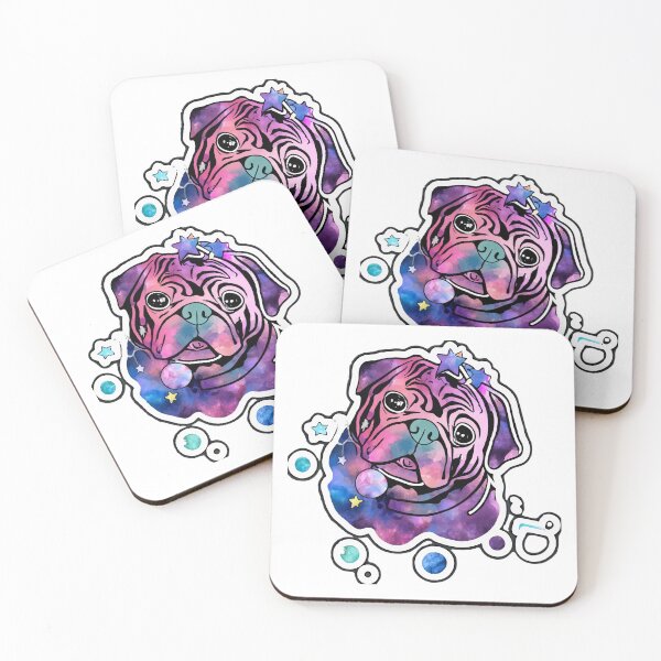 Item preview, Cosmic Pug Silhouette Watercolor Art designed and sold by NiftyWrx.