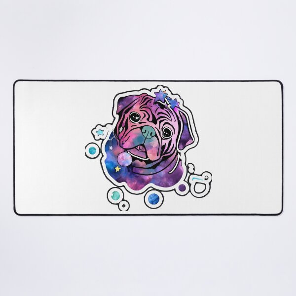 Item preview, Cosmic Pug Silhouette Watercolor Art designed and sold by NiftyWrx.