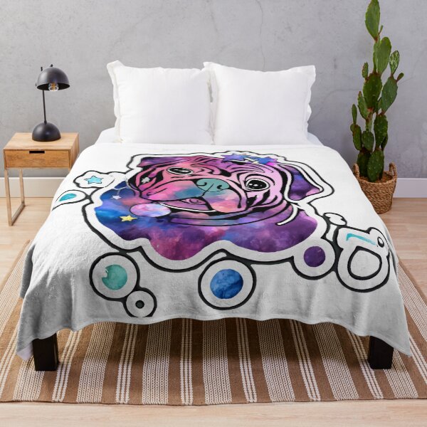 Item preview, Cosmic Pug Silhouette Watercolor Art designed and sold by NiftyWrx.