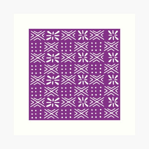 Aperçu de l'œuvre Bogolan pagne violet créée et vendue par Wolagno.