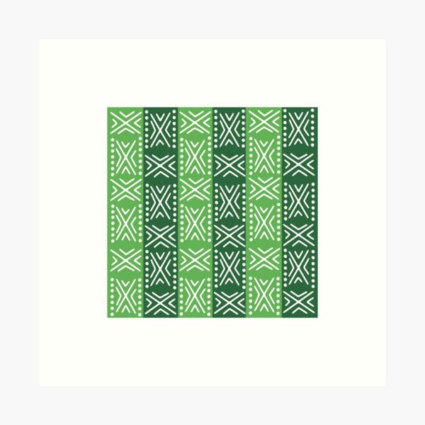 Aperçu de l'œuvre Bogolan coloré vert créée et vendue par Wolagno.