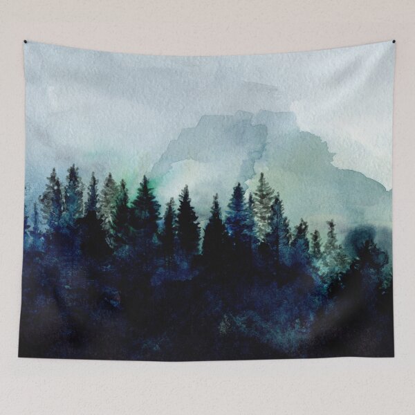 Item preview, Foggy forest watercolor art designed and sold by FleurDesign.