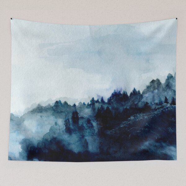 Item preview, Foggy forest watercolor art designed and sold by FleurDesign.
