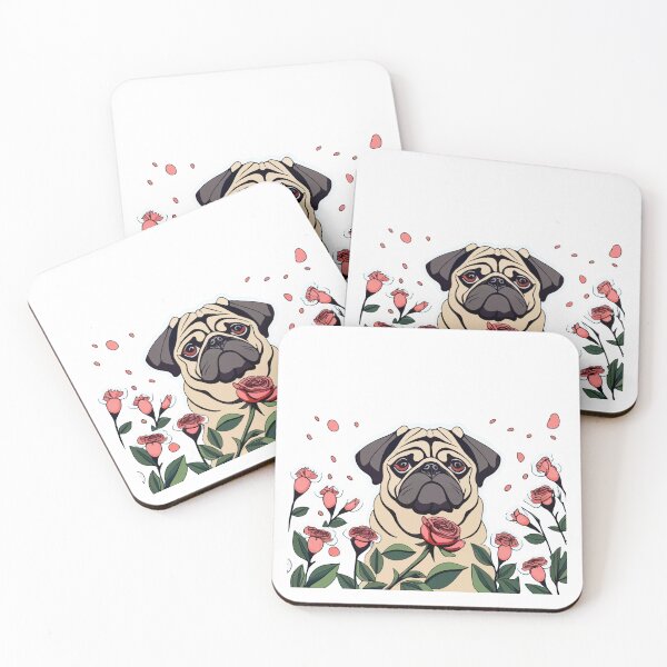 Item preview, Pug Sniffing Rose in Flower Field designed and sold by NiftyWrx.