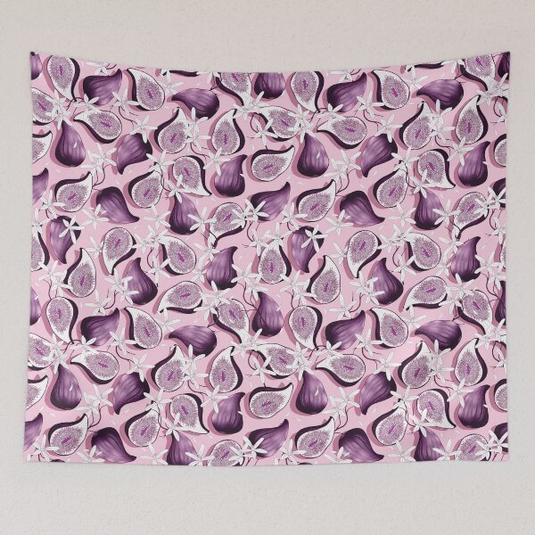 Item preview,  Flowers and fruits of figs, purple on pink background designed and sold by Alex  Blud.