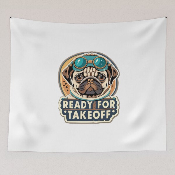 Item preview, Aviator Pug Ready for Takeoff - Retro Aviation designed and sold by NiftyWrx.