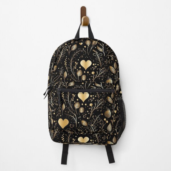 Item preview, Black and Gold Pattern, Gold Hearts, Leaves, Branches designed and sold by Jaydee001.