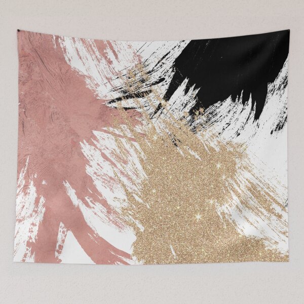 Item preview, Giant Artsy Brushstrokes in Gold Rose Gold Glitter designed and sold by Blkstrawberry.