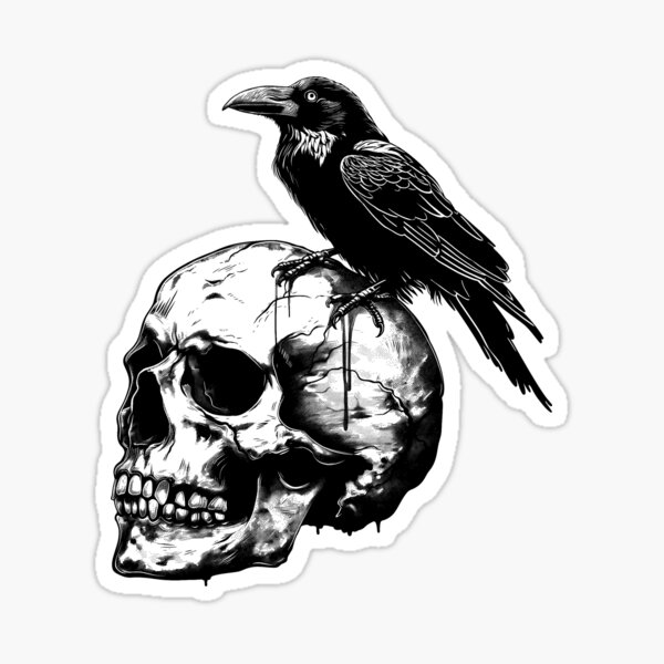 Item preview, Skull with a Raven designed and sold by WildfieldStudio.