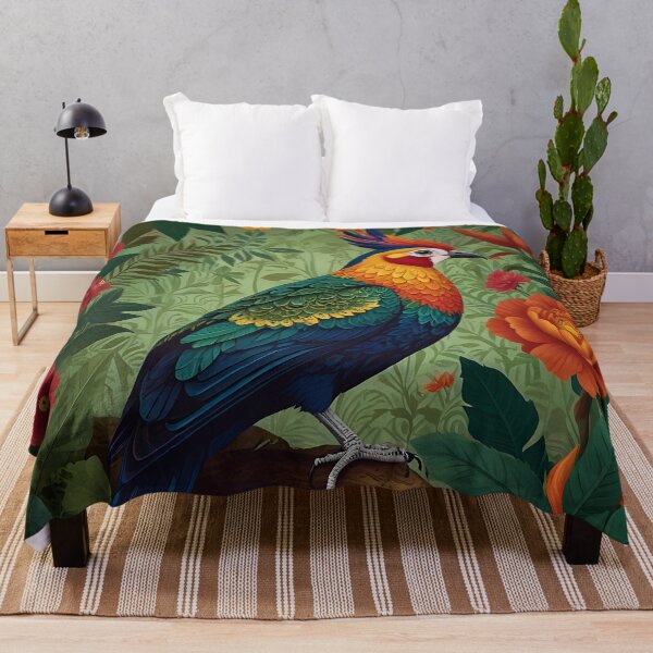 Item preview, Enchanted Aviary: A Symphony of Colors with a Majestic Bird Amongst Lush Florals designed and sold by PillowTalkyZone.
