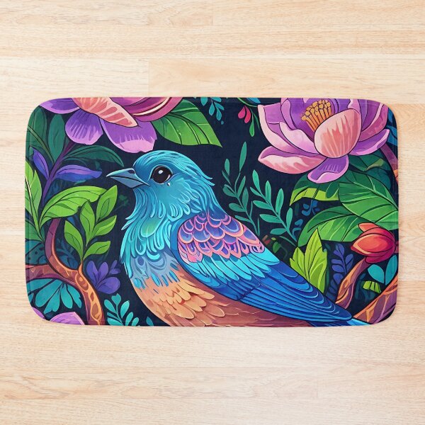 Item preview, Enchanted Aviary: A Symphony of Colors with a Majestic Bird Amongst Lush Florals designed and sold by PillowTalkyZone.