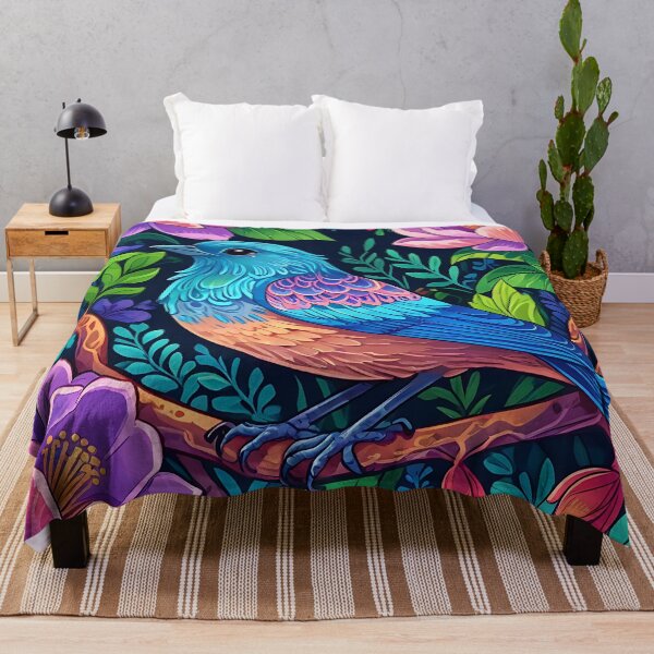 Item preview, Enchanted Aviary: A Symphony of Colors with a Majestic Bird Amongst Lush Florals designed and sold by PillowTalkyZone.