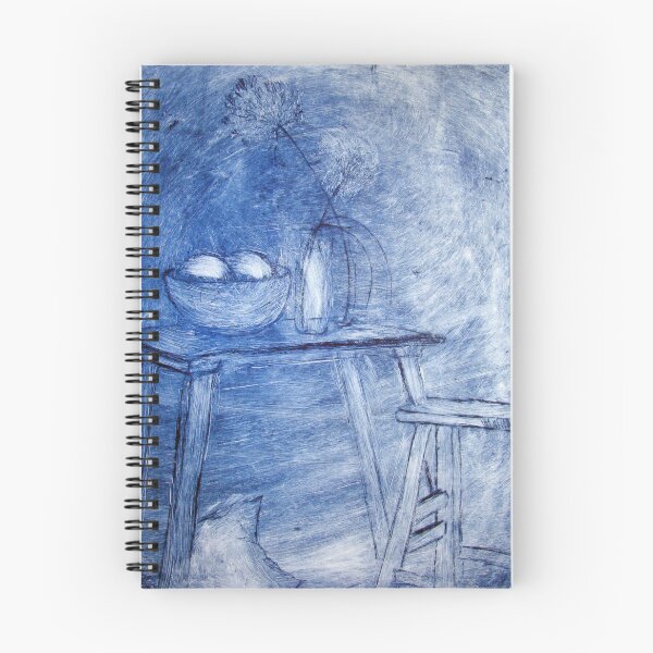 Item preview, Quiet Room dry point etching in blue designed and sold by Gudrun Eckleben.
