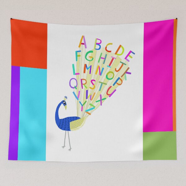 Item preview, Peacock with Plume and Colorful Alphabet Letters By Carla Daly designed and sold by Carla Daly.