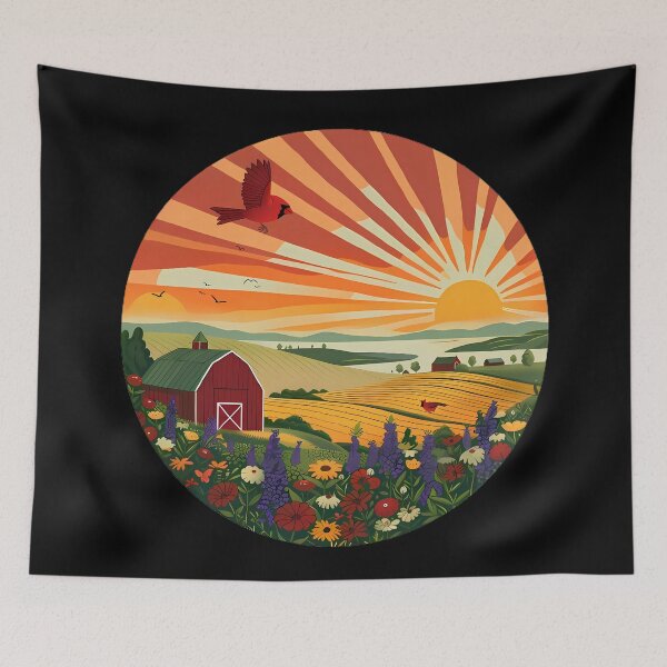 Item preview, “Rustic Landscape at Sunset” designed and sold by Art-Vortex-fr.