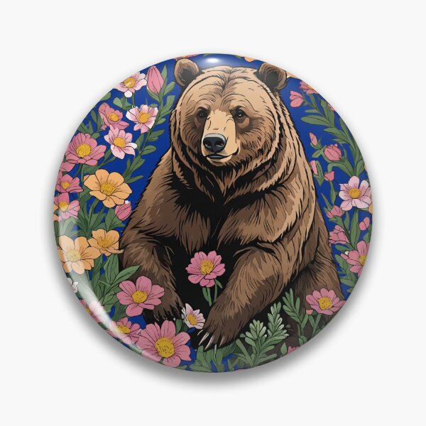 Item preview, A Montana Bear Surrounded By Bitterroot Flowers designed and sold by taiche.