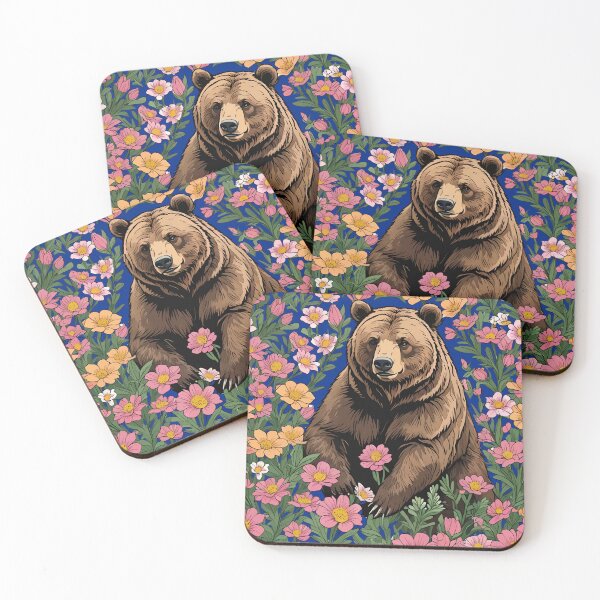 Item preview, A Montana Bear Surrounded By Bitterroot Flowers designed and sold by taiche.