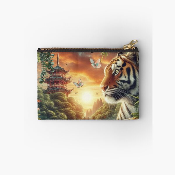 Item preview, Tiger and butterfly, plants, flowers, nature, pagoda, China designed and sold by Sugar Wisdom .