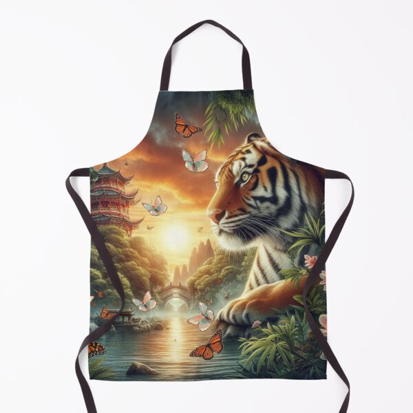 Item preview, Tiger and butterfly, plants, flowers, nature, pagoda, China designed and sold by Sugar Wisdom .