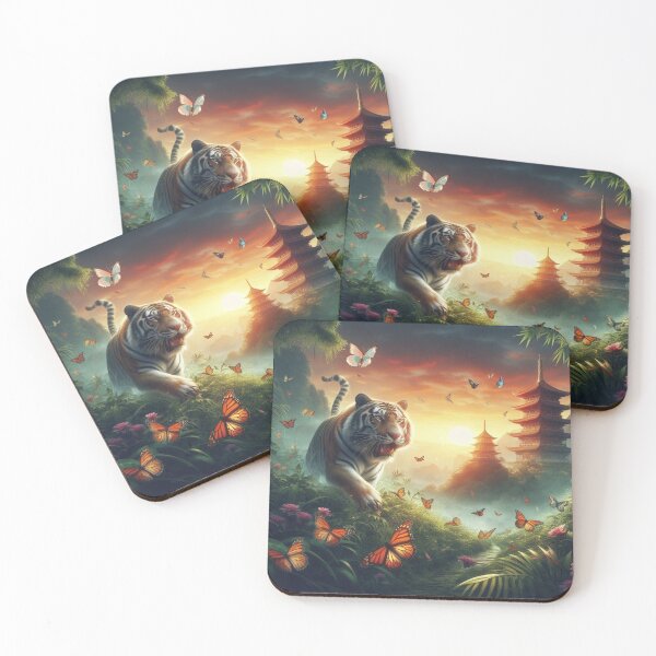 Item preview, Tiger and butterfly, plants, flowers, nature, pagoda, China designed and sold by Sugar Wisdom .
