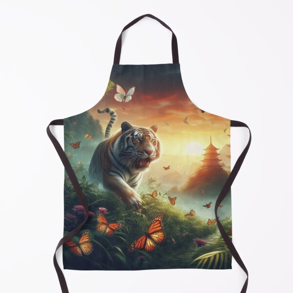 Item preview, Tiger and butterfly, plants, flowers, nature, pagoda, China designed and sold by Sugar Wisdom .