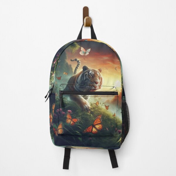 Item preview, Tiger and butterfly, plants, flowers, nature, pagoda, China designed and sold by Sugar Wisdom .