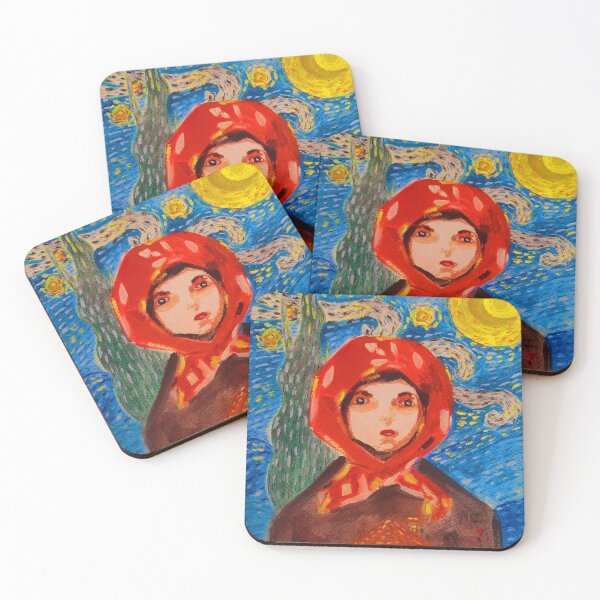 Item preview, Little girl wearing a red scarf  designed and sold by Kiruthikaarts.