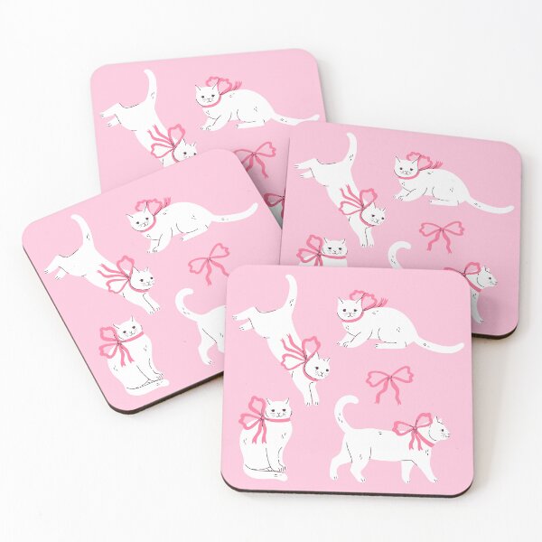 Item preview, cute white cats with pink bows. designed and sold by burbura.