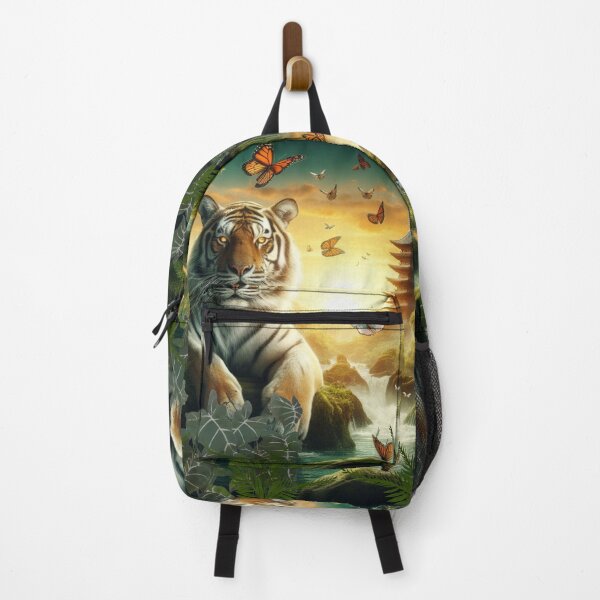 Item preview, Tiger and butterfly, plants, flowers, nature, pagoda, China designed and sold by Sugar Wisdom .
