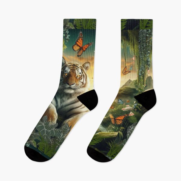 Item preview, Tiger and butterfly, plants, flowers, nature, pagoda, China designed and sold by Sugar Wisdom .
