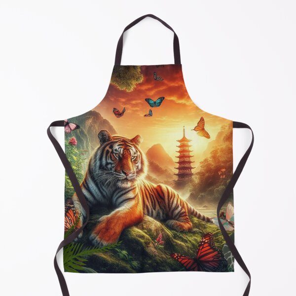 Item preview, Tiger and butterfly, plants, flowers, nature, pagoda, China designed and sold by Sugar Wisdom .