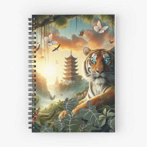 Item preview, Tiger and butterfly, plants, flowers, nature, pagoda, China designed and sold by Sugar Wisdom .