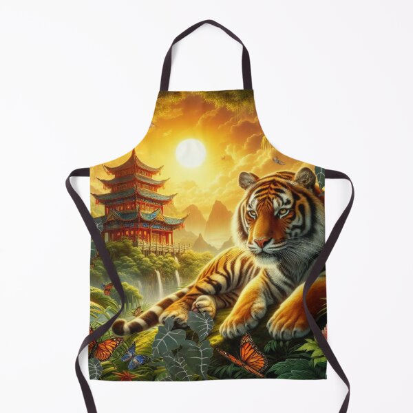 Item preview, Tiger and butterfly, plants, flowers, nature, pagoda, China designed and sold by Sugar Wisdom .