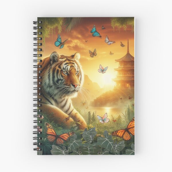 Item preview, Tiger and butterfly, plants, flowers, nature, pagoda, China designed and sold by Sugar Wisdom .