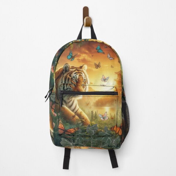 Item preview, Tiger and butterfly, plants, flowers, nature, pagoda, China designed and sold by Sugar Wisdom .