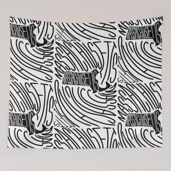 Item preview, Massachusetts State - MA Map and Flag - Black and White - Typography USA America State Bay Staters designed and sold by Ranggasme.